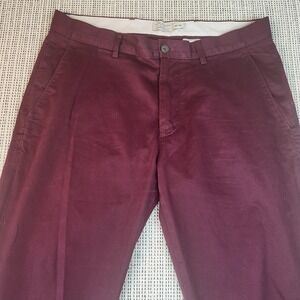 Club Monaco Connor Modern Slim Fit Chino Pants Mens 33x32 Red Flat Front Casual